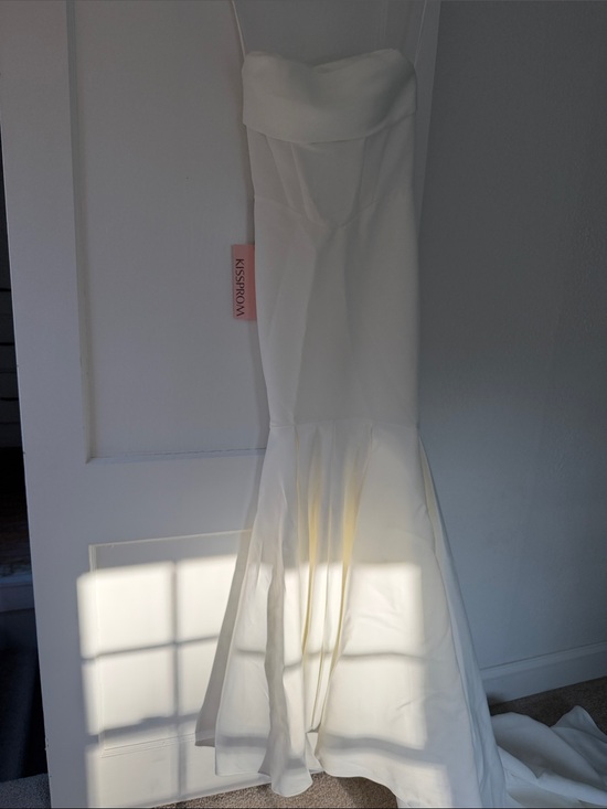Dresses & Skirts - KissProm White Satin-Look Dress corset & mermaid bottom wedding dress